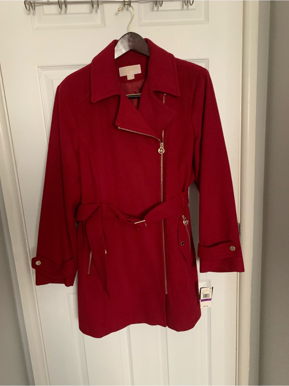 Michael Kors NWT Red Belted Wool-Blend Coat XXL